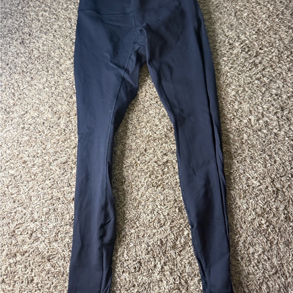 Lululemon Black Leggings Mesh Panel‎ Athletic Yoga Running Size 4